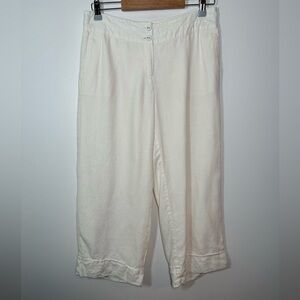 J. Jill Cream Linen Wide Leg‎ Pants Size 6